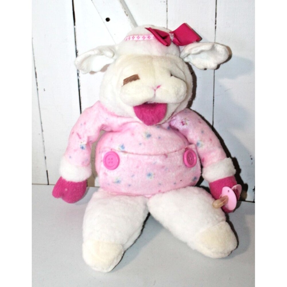 Vintage 1990 Shari Lewis Baby Lamb Chop Pink Plush Hand Puppet w/ Baby Pacifier